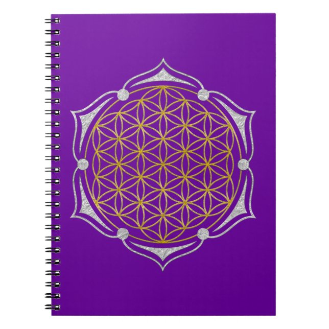 Caderno Espiral Flor Da Vida - Ouro De Lotus Prata (Frente)