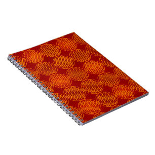 Caderno Espiral Flor da vida - padrão do selo - vermelho laranja