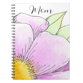Caderno Espiral Flor de Aquarela Rosa Caprichosa