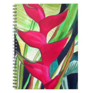 Caderno Espiral Flor de aquarela tropical Heliconia Lagosta