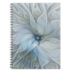 Caderno Espiral Flor de Arte Fractal, Abstrato, Bela Moderna Elega
