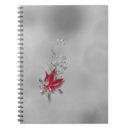 Caderno espiral Flor de Borboleta Carmesim Bloom