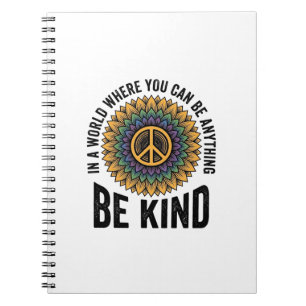 Caderno Espiral Flor de Chuva de Cores da Paz Camisa Vintage Ser G