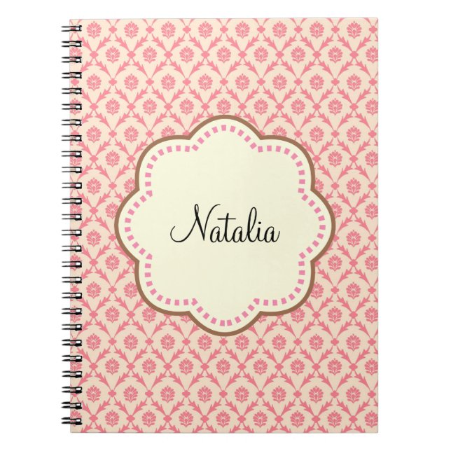 Caderno Espiral Flor de Creme de Damasco Rosa (Frente)