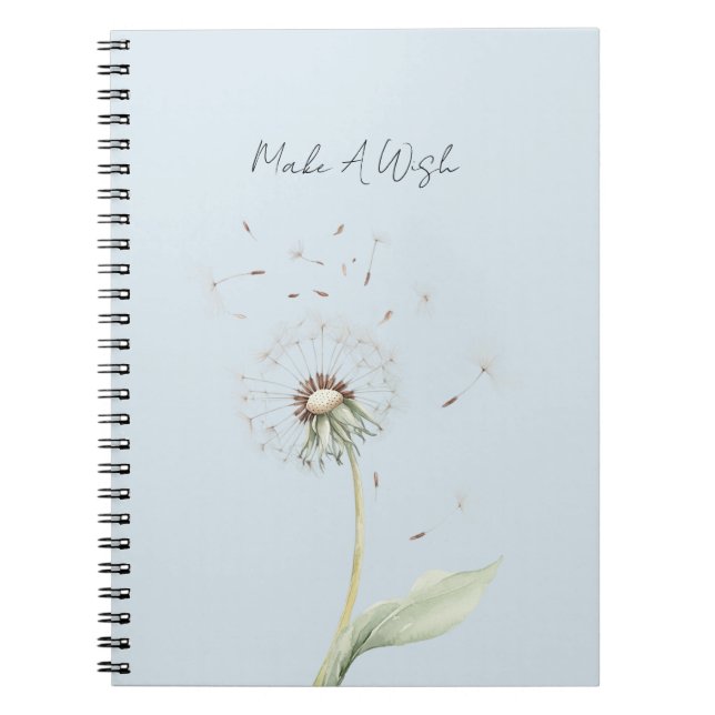 Caderno Espiral Flor de Dente-de-Leão Azul Desejo (Frente)