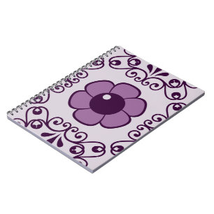 Caderno Espiral Flor de desenho roxo