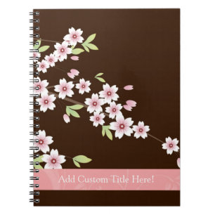 Caderno Espiral Flor de Dogwood Rosa/Marrom Personalizado