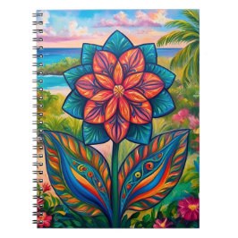 Caderno Espiral Flor de Fantasia Tropical Vibrante no Paraíso