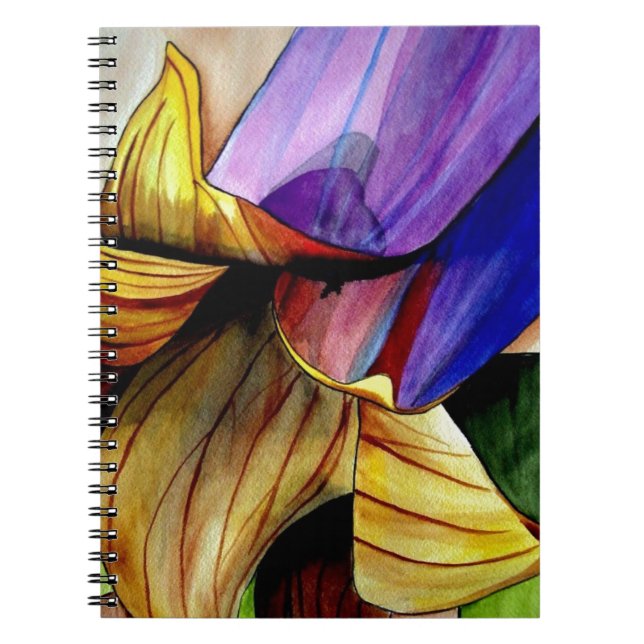 Caderno Espiral Flor de Fritilária roxa arte original aquarela (Frente)