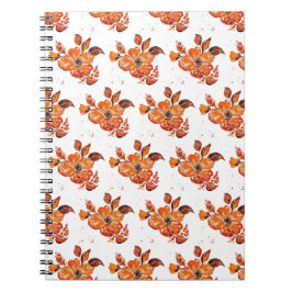 Caderno Espiral Flor de laranja aquarela