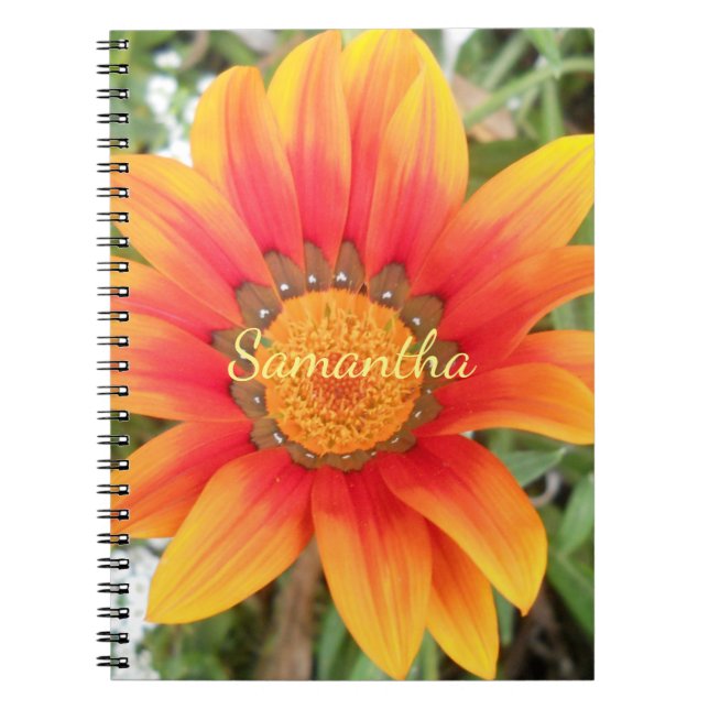 Caderno Espiral Flor de Laranja Única Personalizada (Frente)