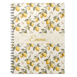 Caderno Espiral Flor de Limão Vintage – Cítrico Botânico Elegante