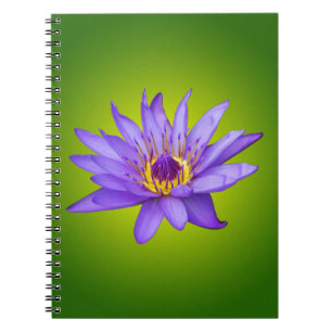 Caderno Espiral Flor de Lírio Aquático Roxo em Lagoa