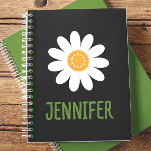 Caderno Espiral Flor de margarida simples personalizado