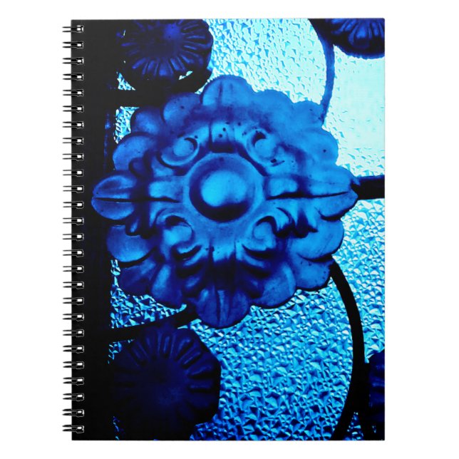 Caderno Espiral Flor de metal azul (Frente)