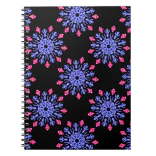 Caderno Espiral Flor de néon azul e vermelha