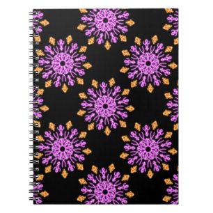 Caderno Espiral Flor de néon rosa e laranja