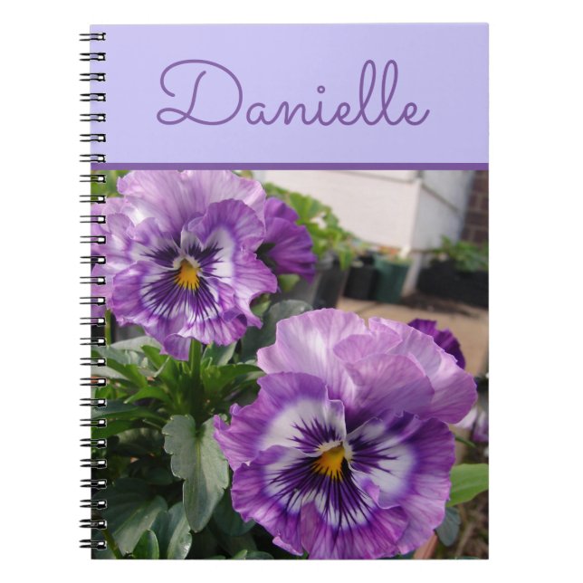 Caderno Espiral Flor de Pansy Purple Primavera floral Flores Flore (Frente)