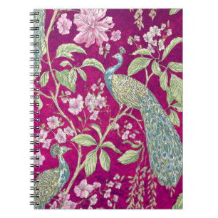 Caderno Espiral Flor de pavão de Fuchsia Chinoiserie
