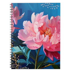 Caderno Espiral Flor de Peônia Diário de Notas