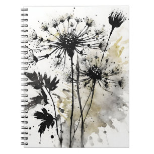 Caderno Espiral Flor de Rainha Ana - Flores de aquarela