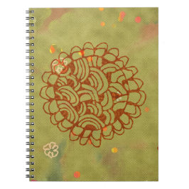 Caderno Espiral Flor de Sol Verde Ferrugem Moderna