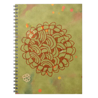 Caderno Espiral Flor de Sol Verde Ferrugem Moderna