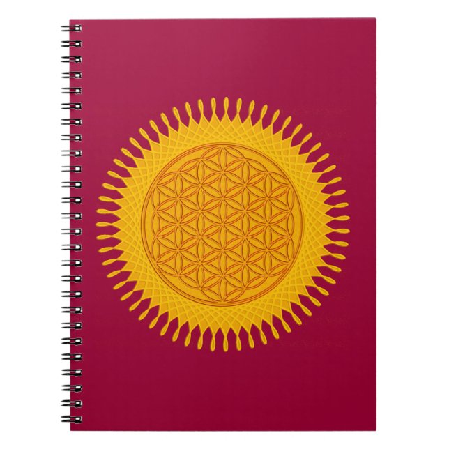 Caderno Espiral Flor De Vida - Amarelo ensolarado (Frente)