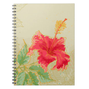 Caderno Espiral Flor do hibiscus no fundo tonificado