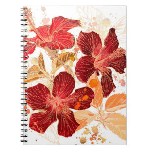 Caderno Espiral Flor do hibiscus - pintura 2 da aguarela