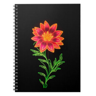 Caderno Espiral Flor Estilizada Neon