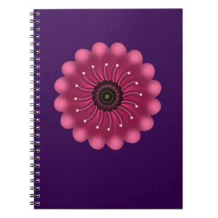 Caderno Espiral Flor Fantasia Rosa Brilhante   Floral Neon Abstrat