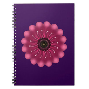 Caderno Espiral Flor Fantasia Rosa Brilhante Floral Neon Abstrat