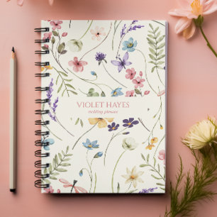 Caderno Espiral Flor Floral Silvestre Selvagem Personalizado Elega