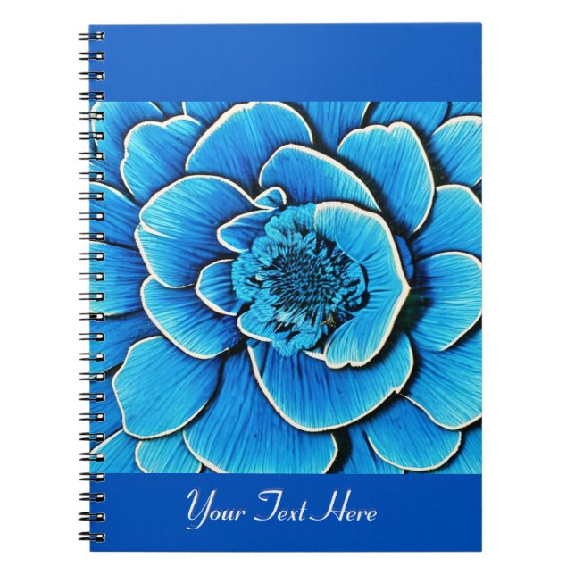 Caderno Espiral Flor Grande Azul Camellia (Frente)
