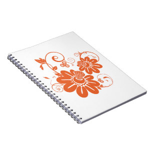 Caderno Espiral Flor Laranja