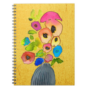Caderno Espiral Flor moderna de aquarela floral