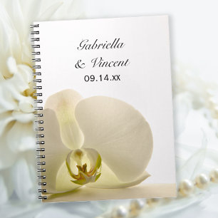 Caderno Espiral Flor Orquídea no Casamento Branco