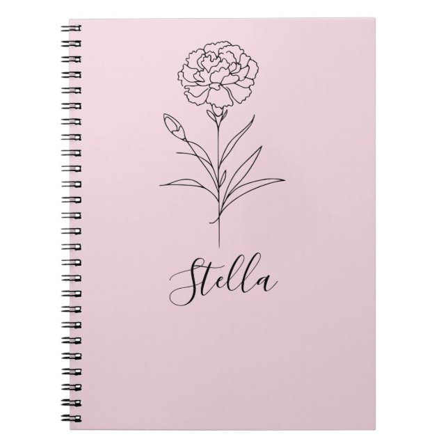 Caderno Espiral Flor Personalizada de Nascimento do Cravo de Janei (Frente)
