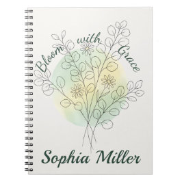 Caderno Espiral Flor Personalizada de Nascimento Floral Nome Perso