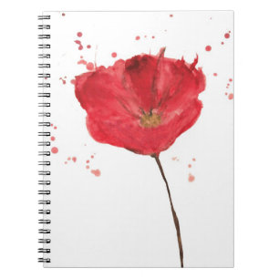 Caderno Espiral Flor pintada 2 da papoila da aguarela