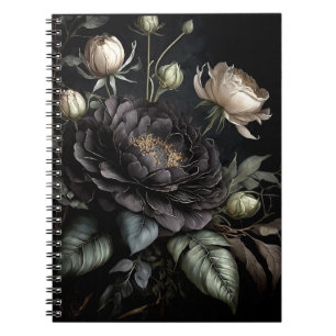 Caderno Espiral Flor Preto Rosa de Disposição Gótica