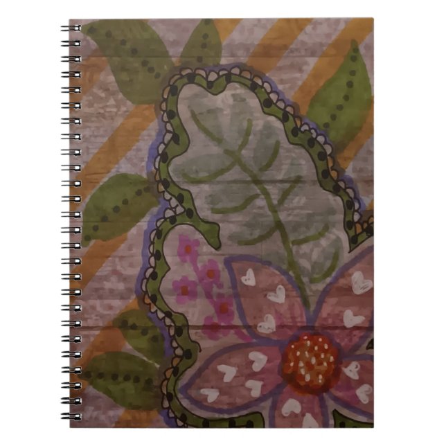 Caderno Espiral Flor Rosa Abstrata (Frente)