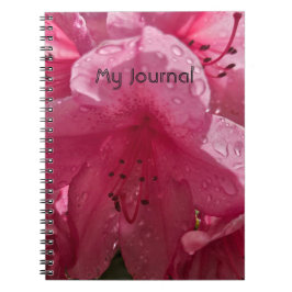 Caderno Espiral Flor rosa com texto