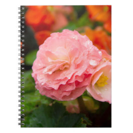 Caderno Espiral Flor rosa delicada após a chuva