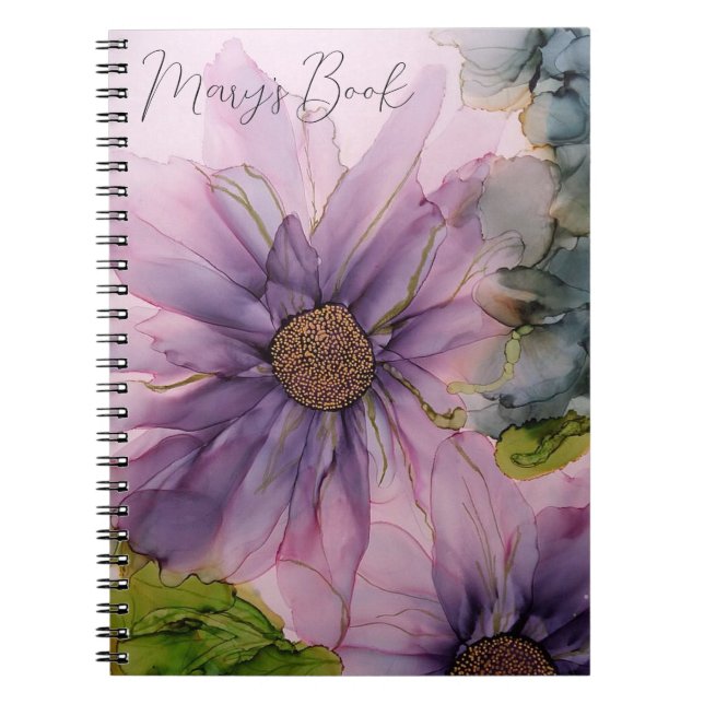 Caderno Espiral flor rosa e púrpura de álcool (Frente)
