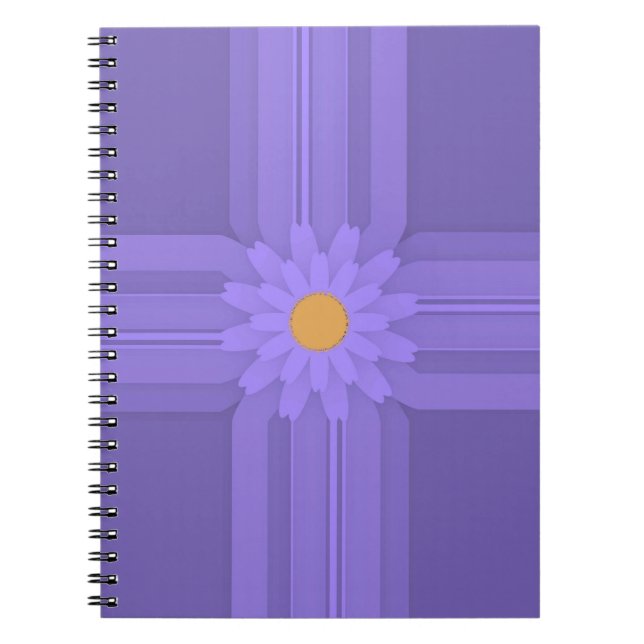 Caderno Espiral Flor Roxo Simples no Cross Modern (Frente)