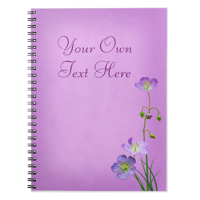 Caderno Espiral Flor selvagem roxo em roxo (Frente)