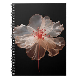 Caderno Espiral Flor translúcida elegante a preto