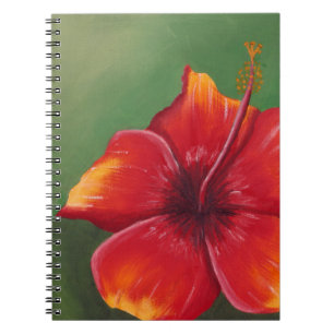 Caderno Espiral Flor Tropical Red Hibiscus Pintura a óleo